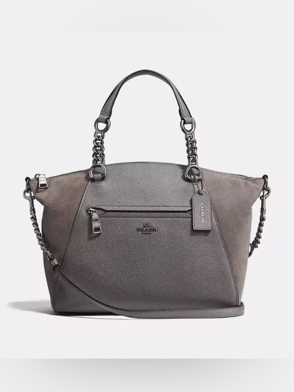 🍵gray Coach Chain Prairie Satchel pebbled leather🍵